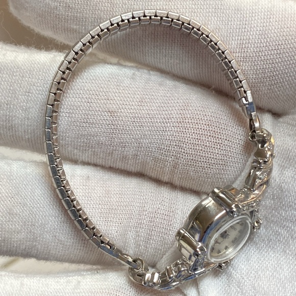 Vintage Longines 14k White Gold Diamonds Art Nouveau Wind Up Watch - Picture 9 of 17